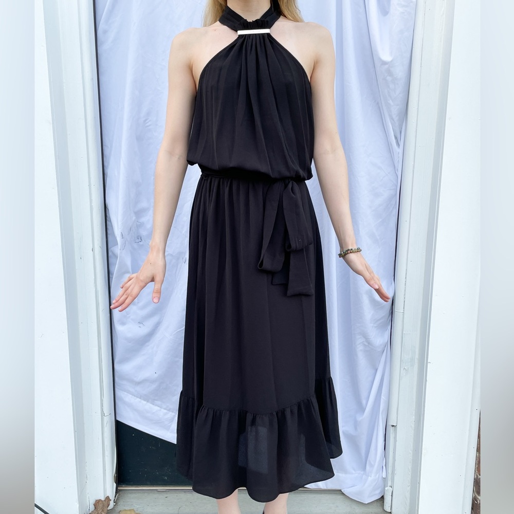 NWT - Michael Kors Logo Bar Blouson Halter Dress
